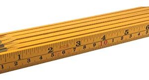 Binzer Folding Wooden Stick Ruler, Inch & Metric (6-foot-6-inch/2-Meter When Straight), Carpenters/General Use