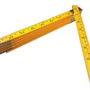 Binzer Folding Wooden Stick Ruler, Inch & Metric (6-foot-6-inch/2-Meter When Straight), Carpenters/General Use