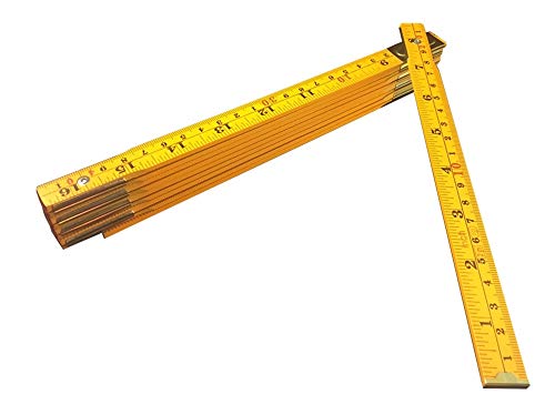 Binzer Folding Wooden Stick Ruler, Inch & Metric (6-foot-6-inch/2-Meter When Straight), Carpenters/General Use