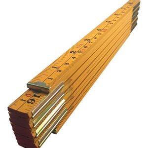 Binzer Folding Wooden Stick Ruler, Inch & Metric (6-foot-6-inch/2-Meter When Straight), Carpenters/General Use