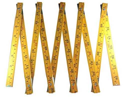 Binzer Folding Wooden Stick Ruler, Inch & Metric (6-foot-6-inch/2-Meter When Straight), Carpenters/General Use