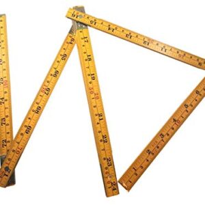 Binzer Folding Wooden Stick Ruler, Inch & Metric (6-foot-6-inch/2-Meter When Straight), Carpenters/General Use