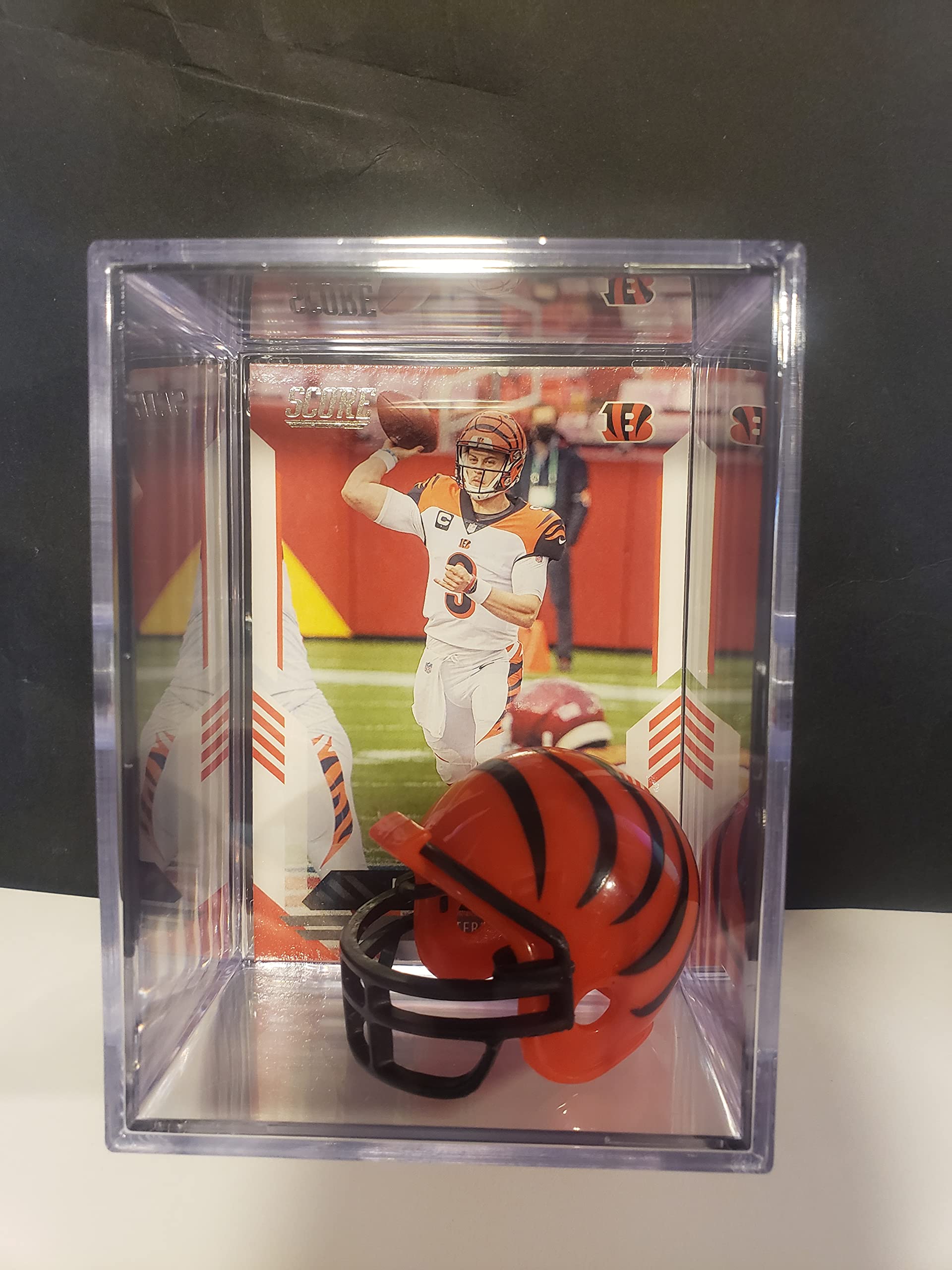 Joe Burrow Cincinnati Bengals Mini Helmet Football Card Display Case Collectible Auto Shadowbox Autograph LSU