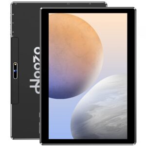 hoozo android tablet 10 inch, android 10 tablets, zpad r05 32gb rom 128gb expand, 6000mah battery, wifi bluetooth, ips fhd touch screen tableta, dual camera, google gms certified – black