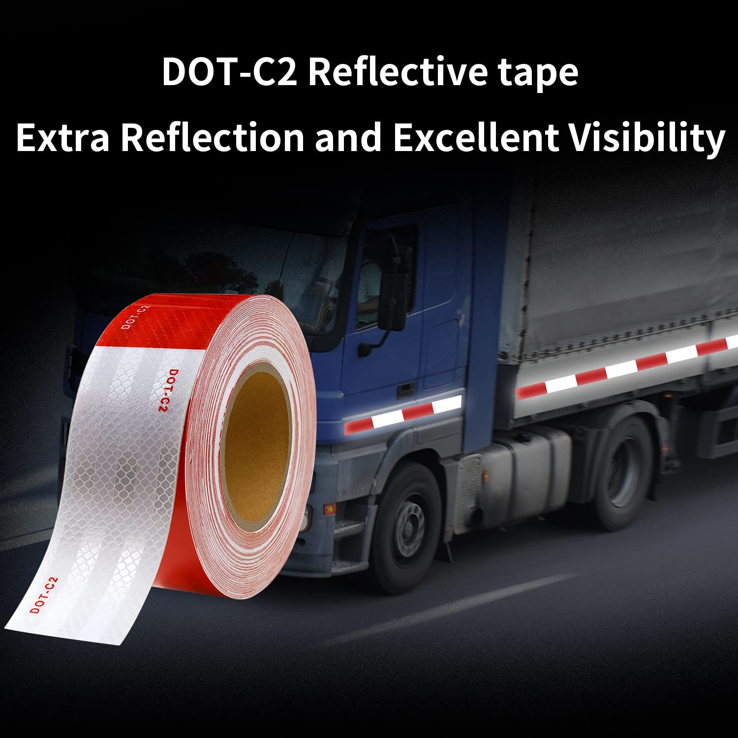 BUYMALLY Reflective Tape Outdoor Waterproof for Trailer - Dot Reflective Reflector Sticker Tape - Utility Trailer Truck Accessories - Red White Reflective Trailer Tape 2in*50Ft