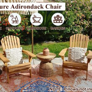 Hudada Adirondack Chairs Set of 2 Folding Lounger Chair for Lawn,Outdoor,Patio,Fire Pit Seating Accent Furniture w/Natural Finish Weather Resistant, Wooden
