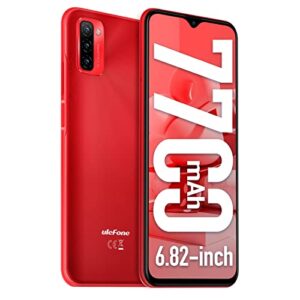 ulefone unlocked smartphone note 12p, 4-day battery, android 11, triple rear camera, 3-card slots, 6.82" ultra-large screen, otg, global bands, lightweight structure, t-mobile, us version - red