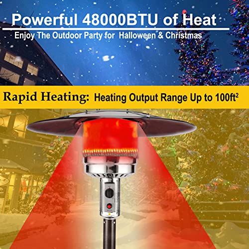 48000 BTU Heater, Patio Heater for Outdoor Use, 89inch Heater with Portable Wheels, Propane Gas Heaters with Auto Shut-off Tilt Valve for Commercial & Residential, ETL Certification