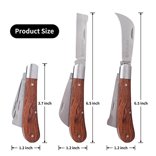 BaiCarre Pruning Knife, Double blade Grafting knife, Stainless Steel Garden Budding Knife,Folding Pocket Knife For Grafting Multi Cutting Tool, Weed Bushes Branches Mushroom Diggig Knife