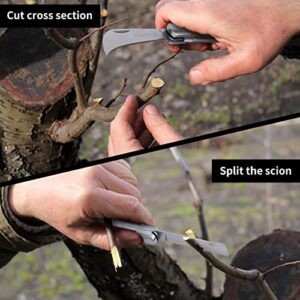 BaiCarre Pruning Knife, Double blade Grafting knife, Stainless Steel Garden Budding Knife,Folding Pocket Knife For Grafting Multi Cutting Tool, Weed Bushes Branches Mushroom Diggig Knife