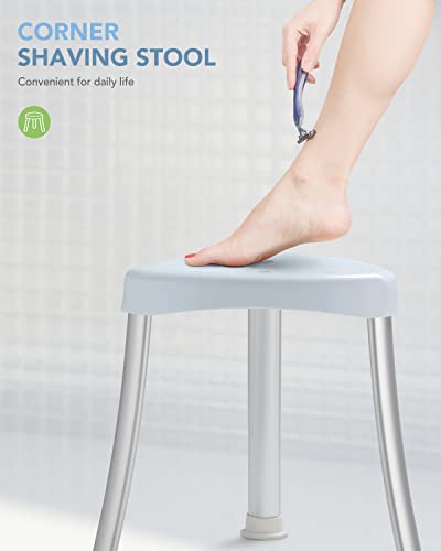 OasisSpace Corner Shower Stool - Triangle Spa Shower Seat for Inside Shower, Shower Shaving Stool for Adults, Shower Chair with Anti-Skid Rubber Feet for Small Shower