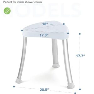 OasisSpace Corner Shower Stool - Triangle Spa Shower Seat for Inside Shower, Shower Shaving Stool for Adults, Shower Chair with Anti-Skid Rubber Feet for Small Shower