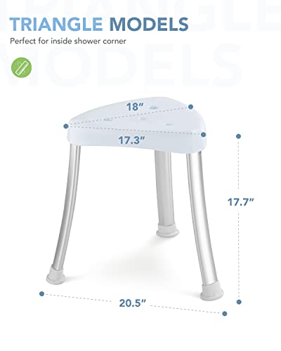 OasisSpace Corner Shower Stool - Triangle Spa Shower Seat for Inside Shower, Shower Shaving Stool for Adults, Shower Chair with Anti-Skid Rubber Feet for Small Shower