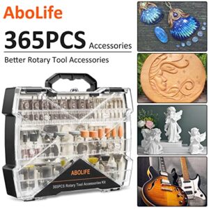 Rotary Tool Accessories Kit, AboLife 365 Pieces Multi-Purpose Accessory Set, 1/8"(3.2mm) Diameter Shanks Universal Fitment for Cutting, Grinding, Polishing, Drilling and Engraving, Accessory Kit