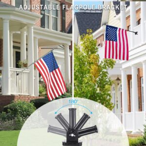 KAEKAT Flag Pole Bracket for Railing, Flag Pole Mount Adjustable for Porch & Fence Rail, Apartment Balcony, Flag Pole Holder with Silicone Pads, Two Installation Methods for 1” Flagpole