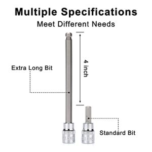 Mayouko 107 Pieces Bit Socket Set, 1/4", 3/8" and 1/2" Drive, Torx/Extra Long Torx/Tamper Proof Torx/Hex/Ball End Hex, SAE/Metric, S2 Steel Bits