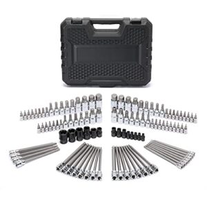 Mayouko 107 Pieces Bit Socket Set, 1/4", 3/8" and 1/2" Drive, Torx/Extra Long Torx/Tamper Proof Torx/Hex/Ball End Hex, SAE/Metric, S2 Steel Bits