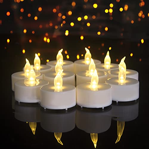 redfruit 24 Pack Flameless Tealight Candles: Battery - Powered Tea Light Candles,Bright Flickering Holiday Gift Electric Tealights Candles,for Seasonal & Festival Celebration,Warm Yellow Light.