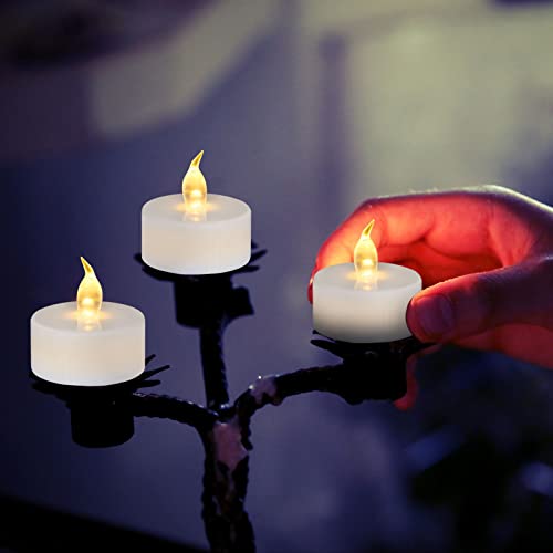 redfruit 24 Pack Flameless Tealight Candles: Battery - Powered Tea Light Candles,Bright Flickering Holiday Gift Electric Tealights Candles,for Seasonal & Festival Celebration,Warm Yellow Light.