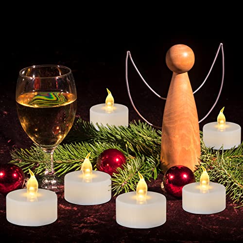 redfruit 24 Pack Flameless Tealight Candles: Battery - Powered Tea Light Candles,Bright Flickering Holiday Gift Electric Tealights Candles,for Seasonal & Festival Celebration,Warm Yellow Light.