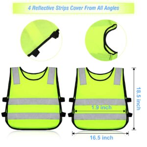 Flutesan Kids Reflective Vest 4 Pack Child Safety Visibility Vest Kids Safety Vest Construction Vest for Cycling Ski Running (Yellow)