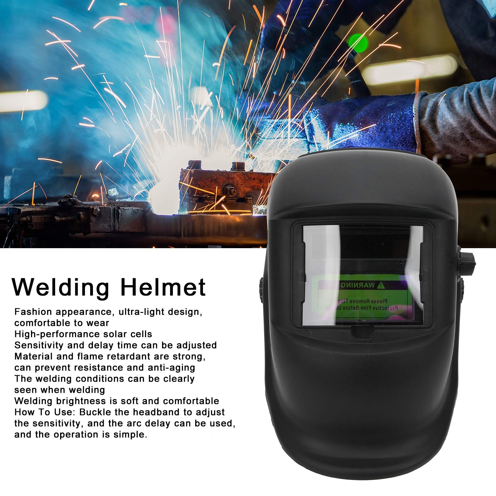Welding Helmet, Welder Face Protective Helmet Convenient High-Performance Solar Cells Strong Flame Retardancy Adjusted for Worker for Welding