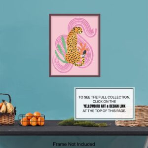 Abstract Cheetah Print Wall Art - Mid Century Modern Decor - Aesthetic Room Decor - Minimalist Wall Art - Pink Boho Wall Decor - Bohemian Wall Decor - Gallery Wall Art - Leopard Print