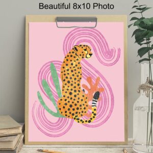 Abstract Cheetah Print Wall Art - Mid Century Modern Decor - Aesthetic Room Decor - Minimalist Wall Art - Pink Boho Wall Decor - Bohemian Wall Decor - Gallery Wall Art - Leopard Print