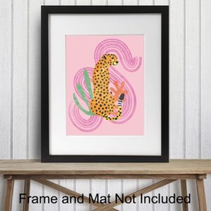 Abstract Cheetah Print Wall Art - Mid Century Modern Decor - Aesthetic Room Decor - Minimalist Wall Art - Pink Boho Wall Decor - Bohemian Wall Decor - Gallery Wall Art - Leopard Print