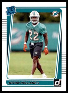 football nfl 2021 donruss #348 jevon holland rated rookies rc dolphins