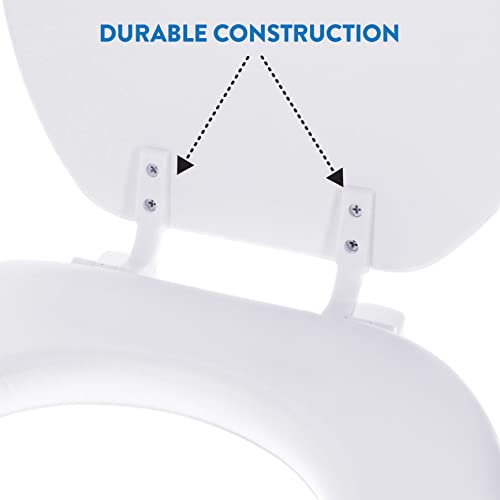 Ginsey Cushioned Desert White Soft Toilet Seat for Stylish Bathroom Décor, Off-white, Standard