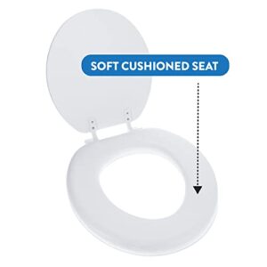 Ginsey Cushioned Desert White Soft Toilet Seat for Stylish Bathroom Décor, Off-white, Standard