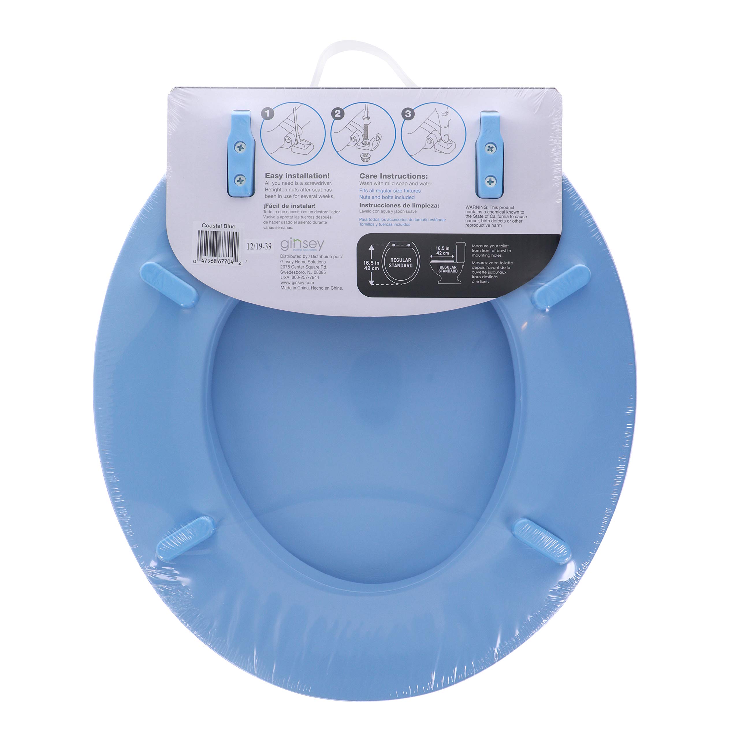 Ginsey Home Solutions Coastal Blue Round Soft Cushioned Toilet Seat