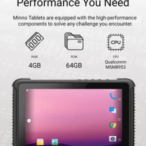 Minno Resilient Rugged Android Tablet | No Scanner (10 Inch)