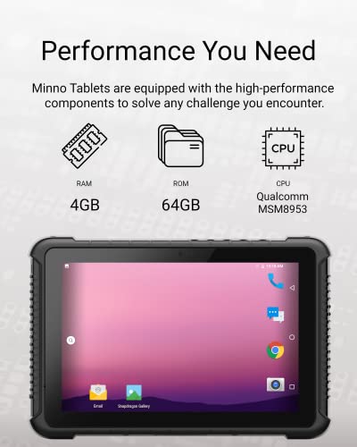 Minno Resilient Rugged Android Tablet | No Scanner (10 Inch)