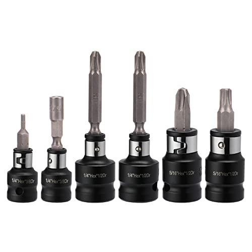 Mayouko 6PCS Bit Holder Socket Adapters, Hex Bit Coupler Set, 3/8" Square to 1/4" Hex, 1/2" Square to 1/4" Hex, 1/2" Square to 5/16" Hex