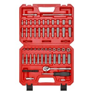 mayouko 62 pieces 1/4 inch drive socket set, sae/metric, 1/4" dr. socket set with ratchet and adapters, 5/32-inch - 9/16-inch, 4mm - 14 mm
