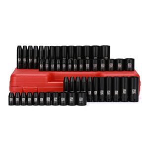 Mayouko 50PCS 1/4 Inch Drive Master Impact Socket Set,Metric/SAE,Deep/Shallow,6 Point,CR-V, 5/32 Inch - 9/16 Inch, 4mm - 15mm.