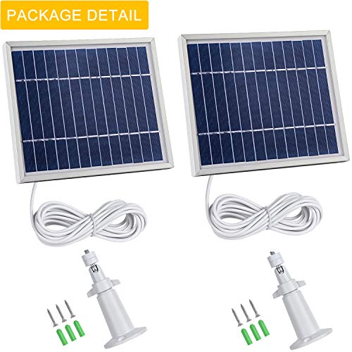 iTODOS Solar Panel Compatible with Ring Spotlight Cam Battery,11.8Ft Outdoor Power Charging Cable and Adjustable Mount (2 Pack, White)