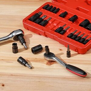 Mayouko 25PCS 1/4",3/8",1/2" Drive Torx Bit and External Socket Set,12 Female E-Torx Sockets and 13 Star Socket Bits