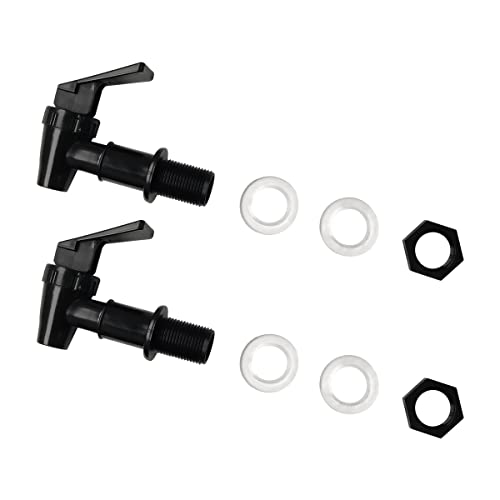 2 Pcs Replacement Cooler Faucet, Reusable Spigot Spout Water Beverage Lever Pour Dispenser Valve Water Crock Water Tap, BPA Free Plastic Water Spigot (Black)