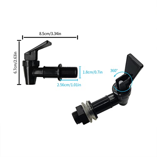 2 Pcs Replacement Cooler Faucet, Reusable Spigot Spout Water Beverage Lever Pour Dispenser Valve Water Crock Water Tap, BPA Free Plastic Water Spigot (Black)