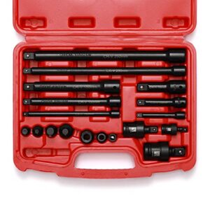 mayouko 18-piece drive tool accessory set, socket accessory set, includes socket adapters, extensions, universal joints and impact coupler