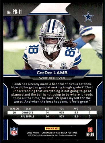 2020 CEEDEE LAMB PANINI PRIZM BLACK ROOKIE RC #PB-11 DALLAS COWBOYS