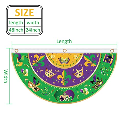 4 Pack Mardi Gras Carnival Garden Flag Banner Outdoor Decoration, Yard Flags House Yard Indoor Seasonal Decoration Sign(Purple/Green/Yellow,24 x 48 Inch)