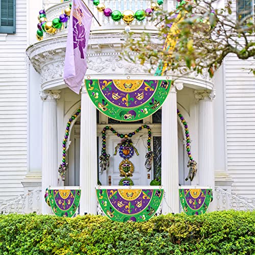 4 Pack Mardi Gras Carnival Garden Flag Banner Outdoor Decoration, Yard Flags House Yard Indoor Seasonal Decoration Sign(Purple/Green/Yellow,24 x 48 Inch)