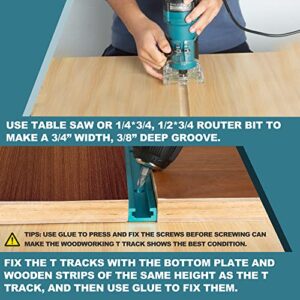 WOODHERO 48'' Blue T-Tracks for Woodworking - Ideal Gifts for Woodworkers Men Unique | 4 PCS Predrilled Universal T Track, Fine Sandblast Anodized, Sturdy and Durable, Comes with Flat Head Wood Screws