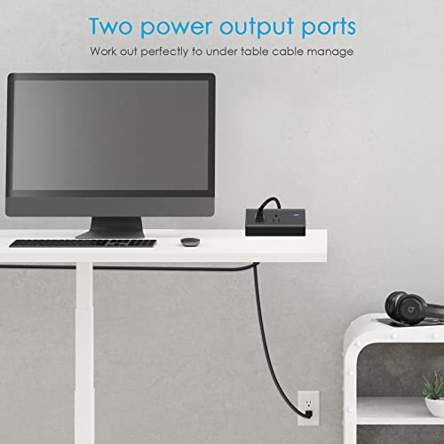 CCCEI Desk Power Strip with 18W USB C Fast Charge Port, Black 800J Surge Protector Clamp Desktop Outlet, Table Edge Mount Socket 6FT and Fit 1.6 inch Tabletop Edge Thick.