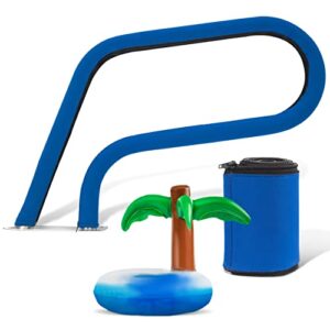 bright buzzer pool railing covers — 4, 6, 8 foot neoprene zippered swimming handrail with inflatable drink holder anti-slip grip for inground ladder handles, royal blue