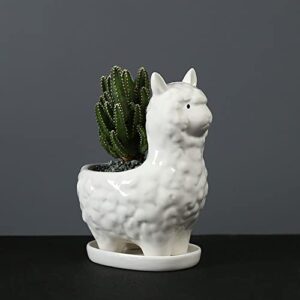 YONGYAN Alpaca Flower Pot Statue Decoration Ceramics Garden Planters Containers Pot Bookshelf Office Animal Desktop Decor